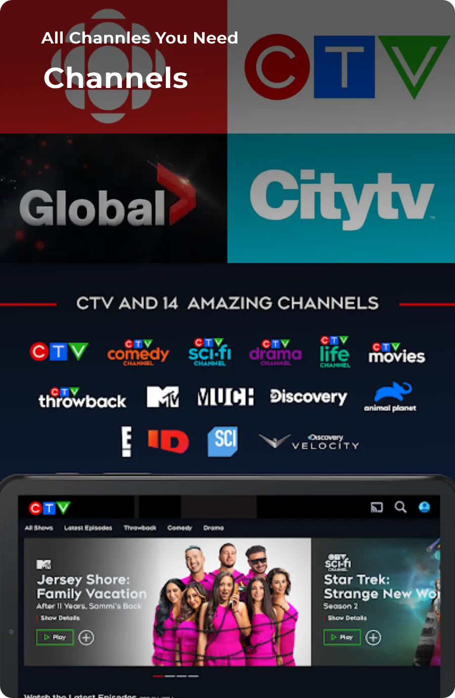 Live channels interface